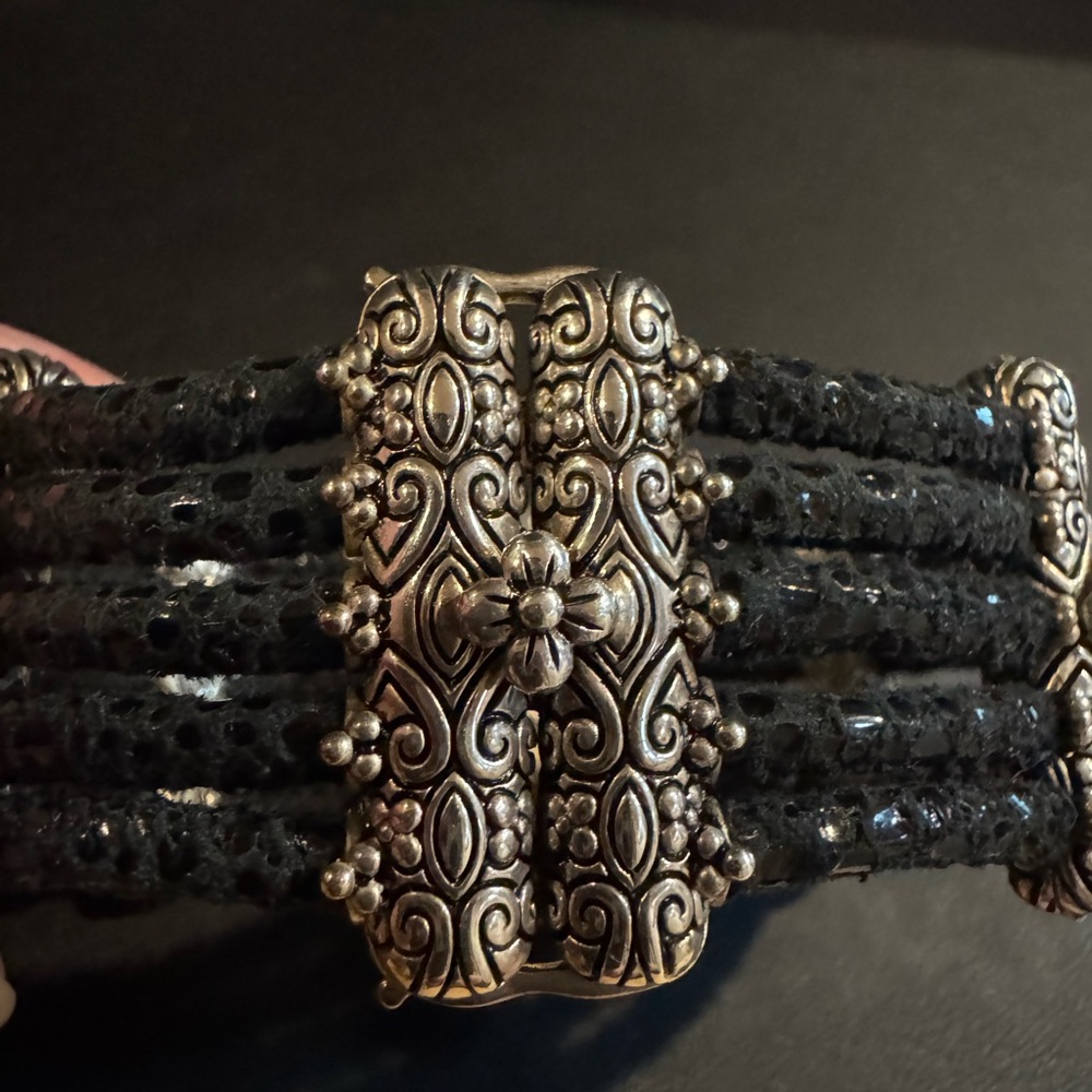 Barbara Bixby Sterling Silver and 18k Gold Leather Bracelet - Picture 8 of 12